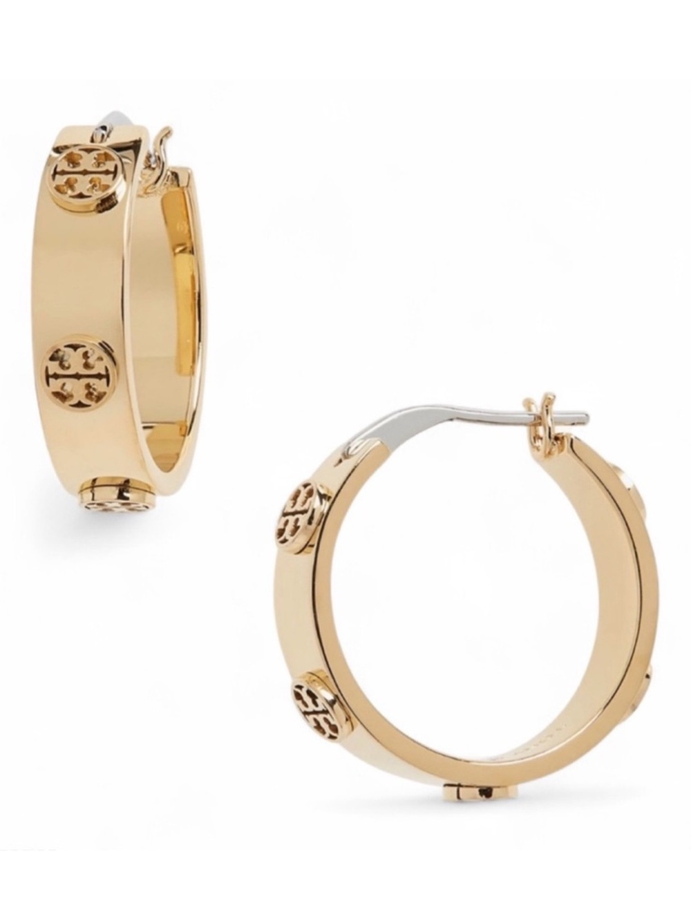 Tory Burch Thin Icon Gold Hoop Earrings NWT
